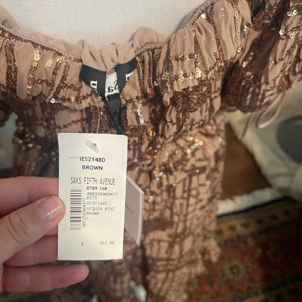 En Saison Brown Sequin-Embellished Mini Dress – Size Large, NWT - Picture 12 of 14